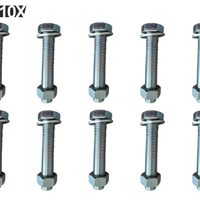 10 BULLONI TESTA ESAGONALE M20X125+ DADO E RONDEL