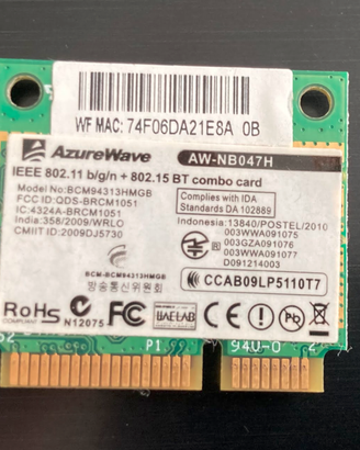 Scheda wifi per notebook AZUREWAVE AW-NB047H