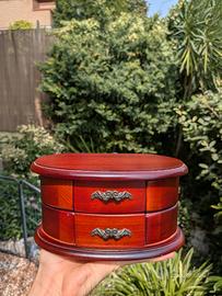 Splendido portagioie vintage in legno con ballerin