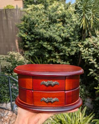 Splendido portagioie vintage in legno con ballerin