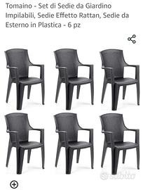 Set sedie e tavolo da giardino in plastica effetto rattan, Tomaino