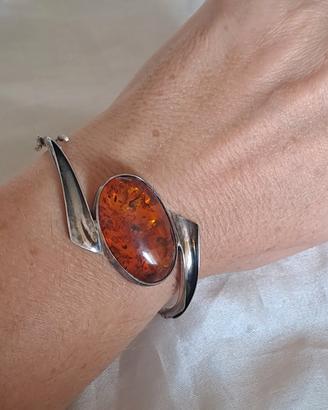 Bracciale vintage in argento.925 e ambra 