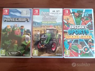 3 giochi Switch Farming simulator, Minecraft, ISSG