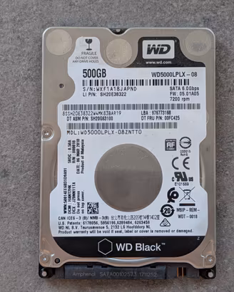 HDD Hard Disk WD Black 500 GB 2.5" SATA