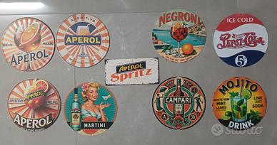 Insegne marchi bibite Campari, Aperol, Pepsi