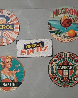 Insegne marchi bibite Campari, Aperol, Pepsi