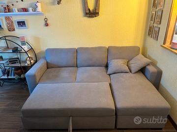 Divano letto angolare con penisola reversibile