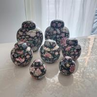 Raro Set 7 Pz Ginger Jars Vintage "Famille Noire"