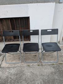 Set 3 Sedie Pieghevoli Nere IKEA + 2 Cuscini IKEA