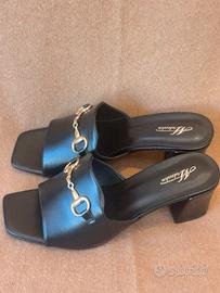 M. M. MAYFAIR Scarpe donna tacco nero oro