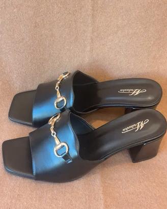 M. M. MAYFAIR Scarpe donna tacco nero oro