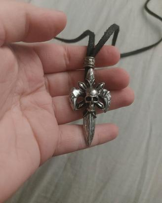 collana dark teschio, corda lunga