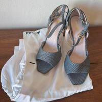 Pollini – Sandali in pelle effetto pitonato nuovi