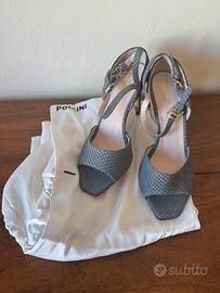 Pollini – Sandali in pelle effetto pitonato nuovi