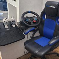 Volante Logitech G29 + pedaliera + sedia gaming