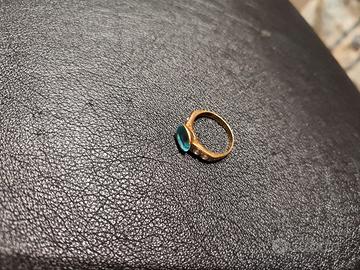 ✨ Anello in oro 18 kt con pietra azzurra e diamant
