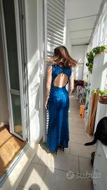 vestito blu paillettes 