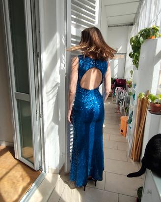 vestito blu paillettes 
