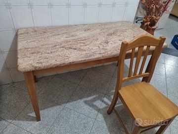 Tavolo in legno Vero e Marmo + Sedie in Legno vero