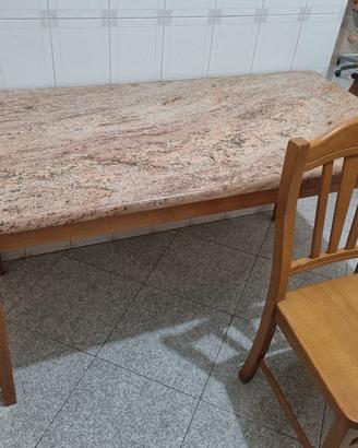 Tavolo in legno Vero e Marmo + Sedie in Legno vero