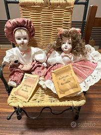 Coppia Bambole Porcellana Vintage con Certificato