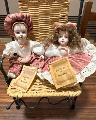 Coppia Bambole Porcellana Vintage con Certificato