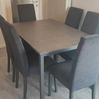 Tavolo allungabile nero opaco+6 sedie.