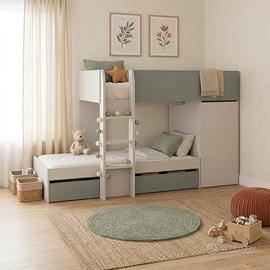 Letto a castello con armadio 255x111cm reversibile