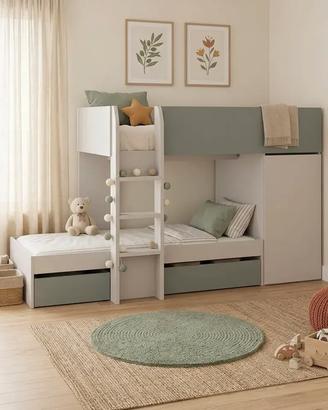 Letto a castello con armadio 255x111cm reversibile