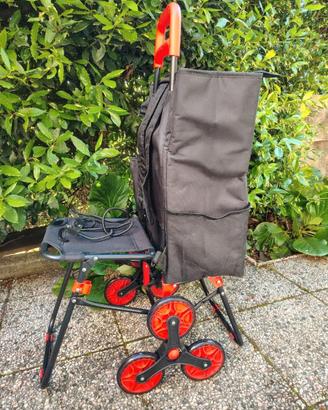 CARRELLO TROLLEY PORTASPESA CON SEDUTA NUOVO
