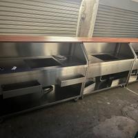 Bancone bar mobile in acciaio inox tavola in legno