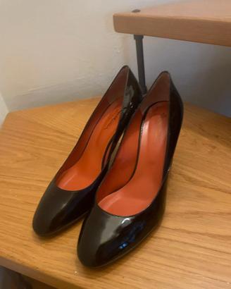 Décollété Santoni - vernice nera, tacco alto.