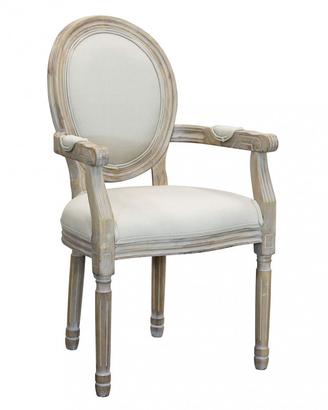 Sedia Vintage Legno Massello con Braccioli Beige