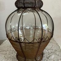 Vaso Artigianale in Vetro con Rifiniture in Rame