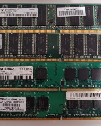 Lotto x4 Memorie RAM Varie 1GB 2GB DIMM DDR2