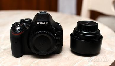 Nikon d5200+obbiettivo 50mm f 1.8 e accessori