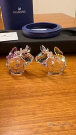 Coppia mucca ali lilla/gialle Swarovski