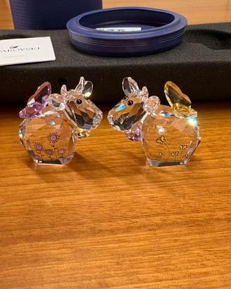 Coppia mucca ali lilla/gialle Swarovski