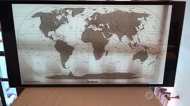 Piano in vetro con mappa del mondo 120x60