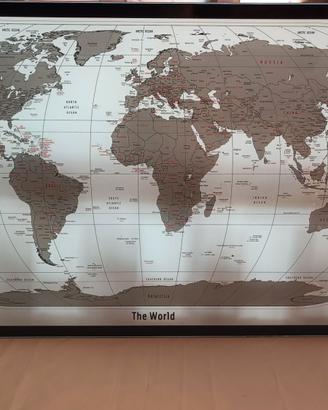 Piano in vetro con mappa del mondo 120x60