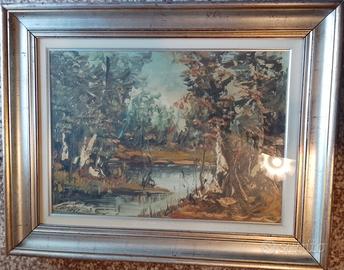 dipinto olio su tela firmato davanti e a retro 