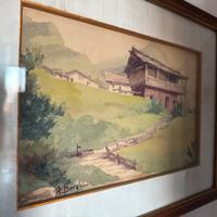 Acquerello con cornice+vetro, Paesaggio del Cadore