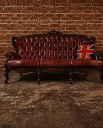 Divano Chester Chesterfield King in cuoio inglese 