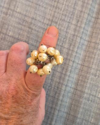 Anello in argento 925 con perle naturali