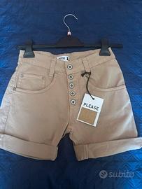 Shorts Please Beige Nuovi con Cartellino Donna