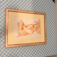 Quandro realizato a mano in matita sanguigna