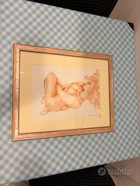 Quandro realizato a mano in matita sanguigna