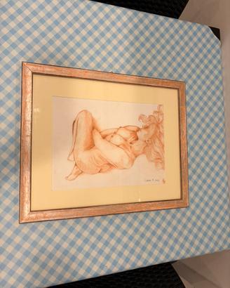 Quandro realizato a mano in matita sanguigna