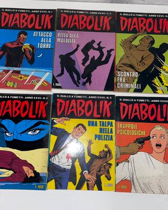 Fumetti Diabolik - Anno XXVII - N.1/2/3/4/5/6/8