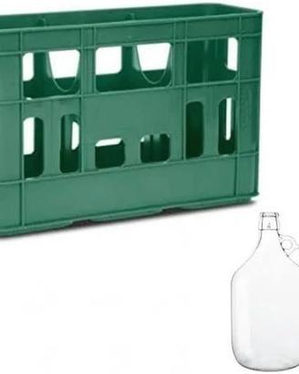 Cassa plastica rossa con dame di vetro 5 lt usate